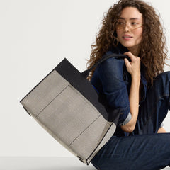 The Classic Tote - Black Herringbone